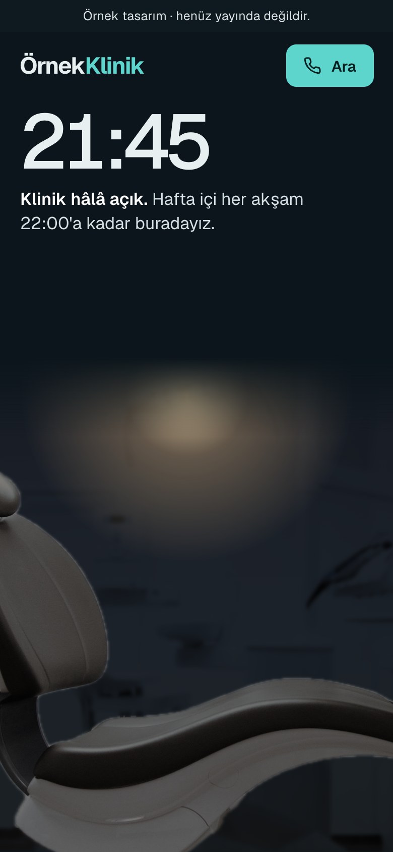 Aynı site, telefon görünümü